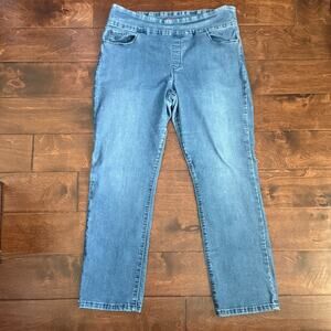 Gloria Vanderbilt Amanda Pull On Jeans Women's Size 18 S Dark Wash Blue Denim